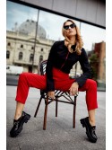 Elegant trousers with pleats, red 50270 - Online store - Boutique